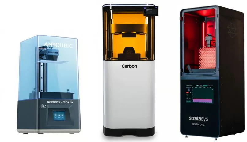 △ Digital Light Processing (DLP) resin 3D printers range from hobby versions to full manufacturing production machines