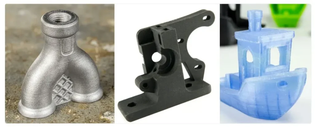 △FDM parts can be made of metal or plastic on various 3D printers