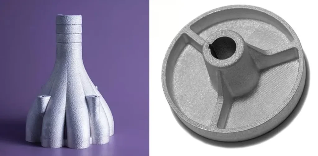 △ Molten Direct Energy Deposition: Aluminum parts made using Xerox's ElemX 3D liquid metal printing
