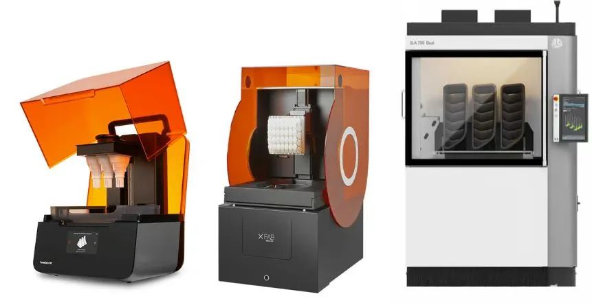 △SLA 3D printers use one or more lasers to track and cure a single layer of resin at a time