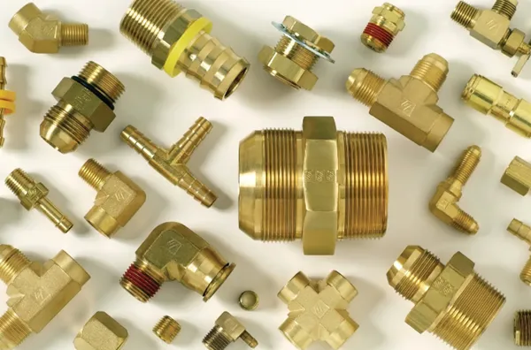 Various brass hydraulic fittings