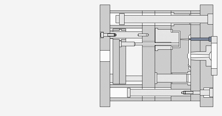 Schematic diagram of three-plate mold movement